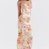 Josefina ivoorkleurige maxi-jurk met bloemenprint