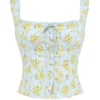 Juana zachtblauwe katoen-top met vintage bloemenprint