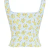 Juana zachtblauwe katoen-top met vintage bloemenprint