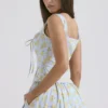Juana zachtblauwe katoen-top met vintage bloemenprint