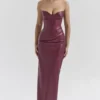 Juliana Cabernet veganistische leren midi-jurk