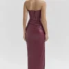 Juliana Cabernet veganistische leren midi-jurk