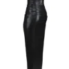 Juliana zwarte strapless midi-jurk van veganistisch leer
