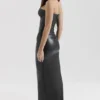 Juliana zwarte strapless midi-jurk van veganistisch leer