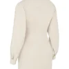 Julietta beige linnen jurk met uitsnijding