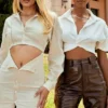 Julietta beige linnen jurk met uitsnijding