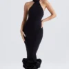 Juniper zwarte midi-jurk met peplum