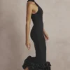 Juniper zwarte midi-jurk met peplum