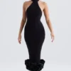 Juniper zwarte midi-jurk met peplum