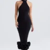 Juniper zwarte midi-jurk met peplum