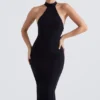 Juniper zwarte midi-jurk met peplum