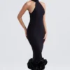 Juniper zwarte midi-jurk met peplum