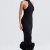 Juniper zwarte midi-jurk met peplum