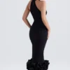 Juniper zwarte midi-jurk met peplum