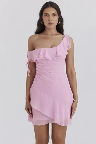 Kalena Cotton Candy mini-jurk met blote schouders