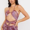 Kasia paarse midi-jurk met uitgesneden details