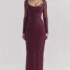 Katarina wijnrode maxi-jurk