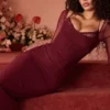 Katarina wijnrode maxi-jurk