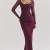 Katarina wijnrode maxi-jurk