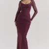 Katarina wijnrode maxi-jurk