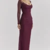 Katarina wijnrode maxi-jurk