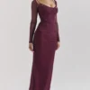 Katarina wijnrode maxi-jurk
