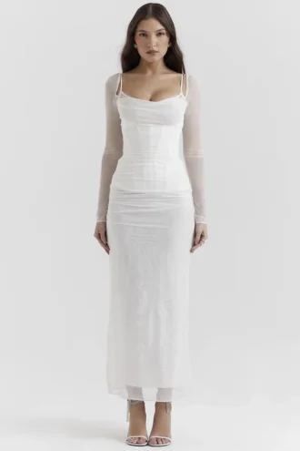 Katarina witte maxi-jurk
