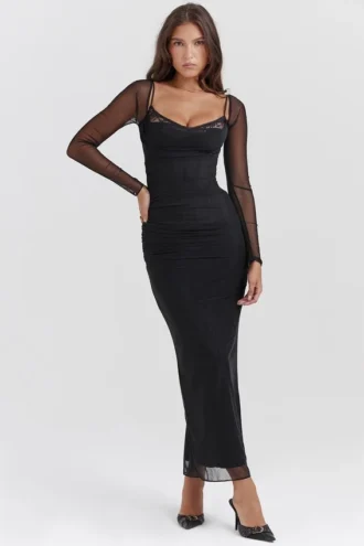 Katarina zwarte maxi-jurk