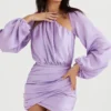 Kate Orchid satijnen mini-jurk met overslag aan de voorkant