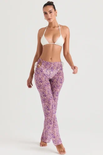 Keala Violet bloemenbroek met uitsnijdingen