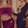 Keana Grape geribbelde gebreide maxi-jurk