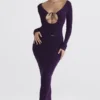 Keana Grape geribbelde gebreide maxi-jurk
