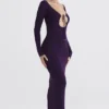 Keana Grape geribbelde gebreide maxi-jurk