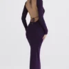 Keana Grape geribbelde gebreide maxi-jurk