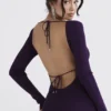 Keana Grape geribbelde gebreide maxi-jurk