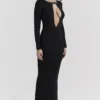 Keeya zwarte gebreide maxi-jurk