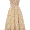 Kelly Royal Rose Print Korsetten Midi-zomerjurk