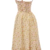Kelly Royal Rose Print Korsetten Midi-zomerjurk