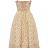 Kelly Royal Rose Print Korsetten Midi-zomerjurk