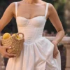Kelly witte midi-zomerjurk met korset