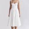 Kelly witte midi-zomerjurk met korset