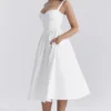 Kelly witte midi-zomerjurk met korset