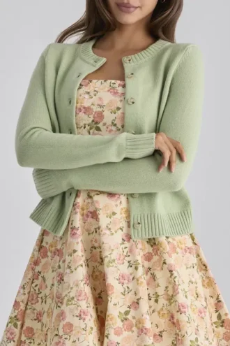 Kenmerkend vest van matcha-kasjmier en merinowol