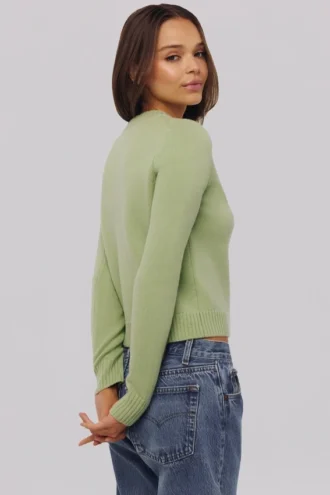 Kenmerkend vest van matcha-kasjmier en merinowol