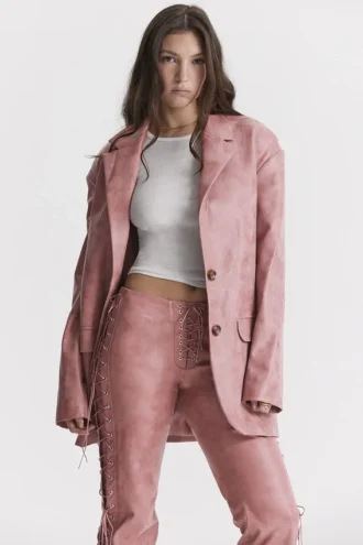 Kiera Warmroze veganistisch leren oversized Blazers