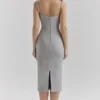 Kiki Lichtgrijze Bodycon Midi-jurk met mesh-panelen