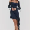 Kiki mini-jurk met ruches in French Navy