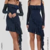 Kiki mini-jurk met ruches in French Navy
