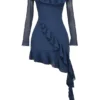 Kiki mini-jurk met ruches in French Navy
