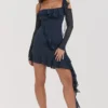Kiki mini-jurk met ruches in French Navy